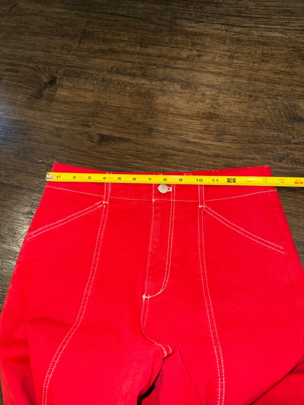 Anthropologie Maeve The Delaney Seamed Wide Leg Red Jeans - Picture 7 of 10